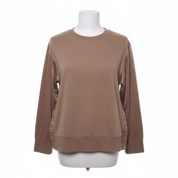 Athleta Sweatshirt Retroplush Velvet Medium Brown Snaps Athleisure Luxe Cozy - Picture 1 of 14